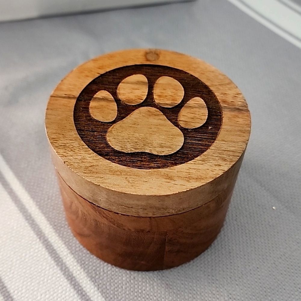 Acacia Wood Decorative Paw Print Box